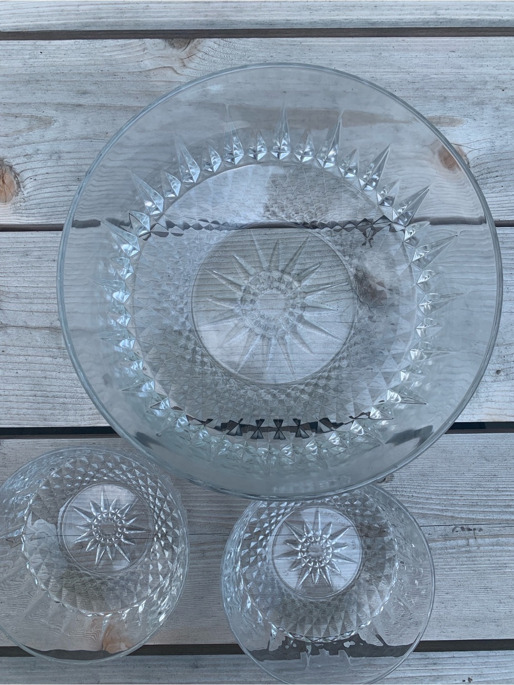 Vintage Arcoroc France "Diamant" 3-Piece Glass Bowl Set